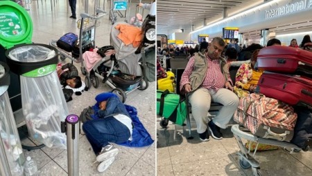 بريطانيا… مسافرون ينامون على الأرض في مطار هيثرو بسبب الفوضى الكارثية في السفر