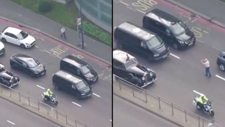 رجل يتسبب في ذعر أمني بعد وقوفه أمام سيارة الملك تشارلز