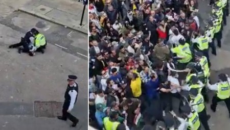 اعتقال شاب إثر اشتباكات بين الشرطة البريطانية ومتظاهرين أمام السفارة الإيرانية في لندن