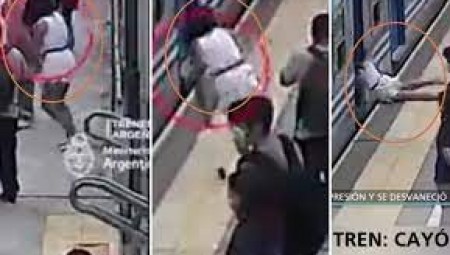 فيديو .. أرجنتينية تسقط تحت عجلات قطار وتنجو من الموت بأعجوبة