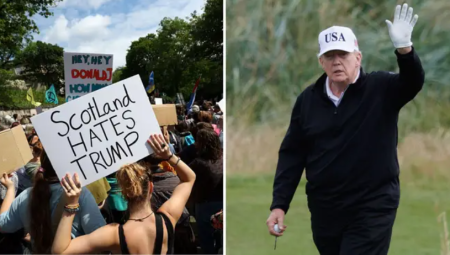 ترامب يلعب الغولف في اسكتلندا وسط احتجاجات غاضبة ضد زيارته ومواقفه من غزة وإبستين